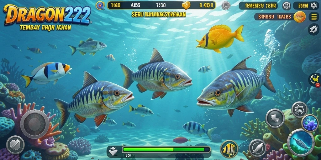 Gameplay seru Tembak Ikan DRAGON222 dengan grafis menarik.