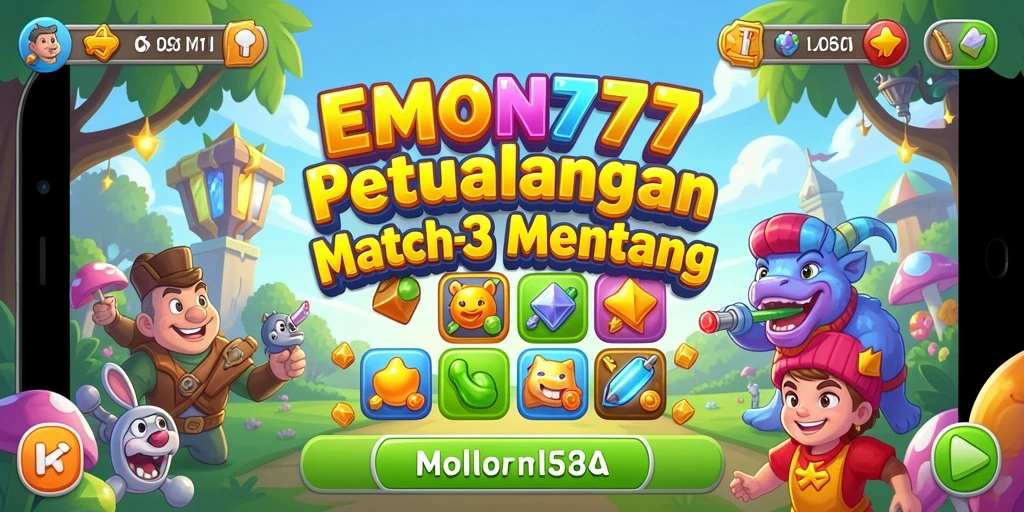 Screenshot menunjukkan gameplay seru EMON777 dalam mencocokkan elemen.