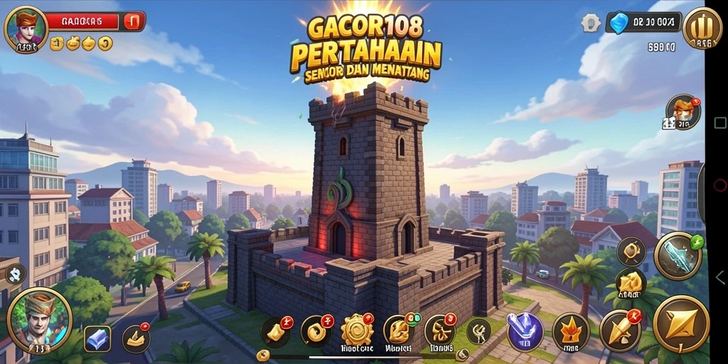 Screenshot gameplay GACOR108 menunjukkan aksi seru Tower Defense.