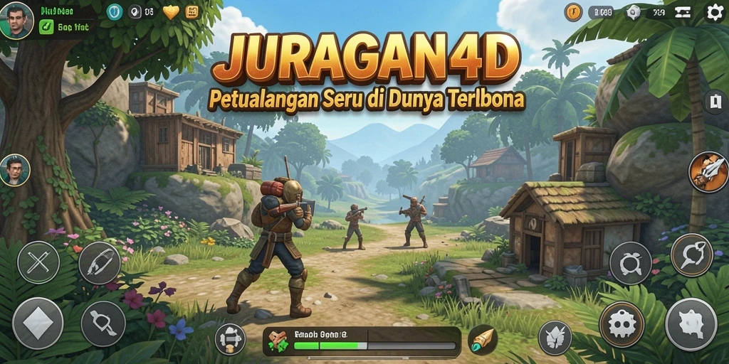 Screenshot gameplay JURAGAN4D menunjukkan dunia terbuka yang luas dan dinamis.