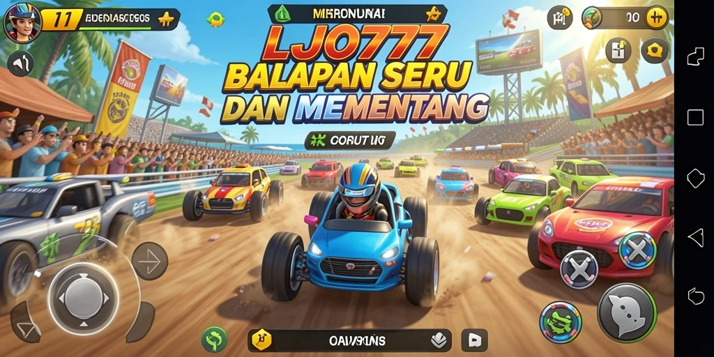 Screenshot gameplay LJO777 yang menunjukkan aksi balapan cepat dan mendebarkan.