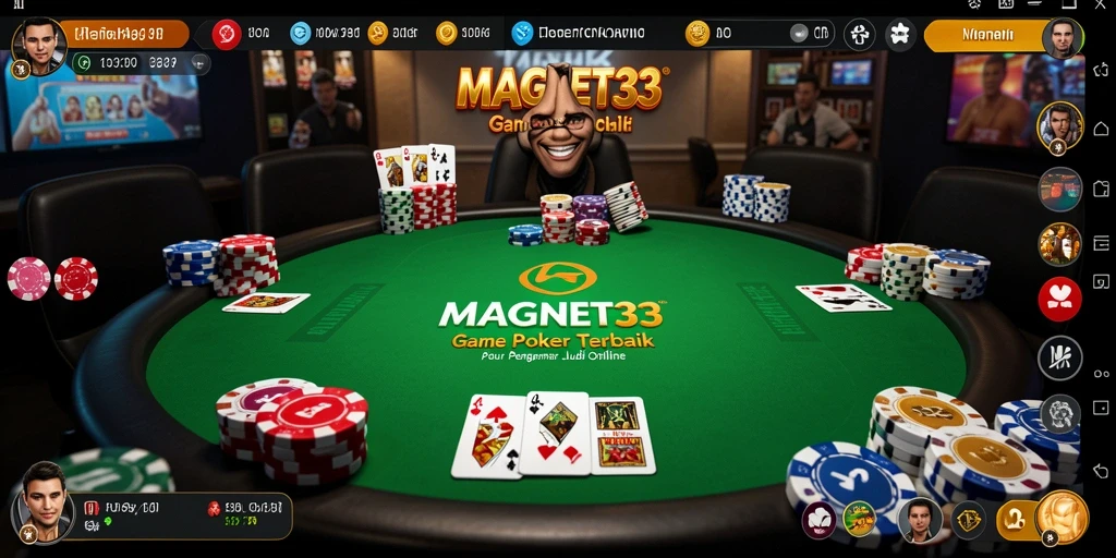 Screenshot gameplay MAGNET33 yang menampilkan aksi poker seru.