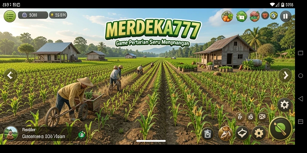 Tangkapan layar gameplay <strong>MERDEKA777</strong> yang menunjukkan kegiatan bercocok tanam yang menyenangkan.