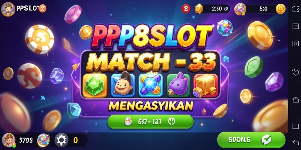Menampilkan gameplay seru dari PP8SLOT dalam genre Match-3.
