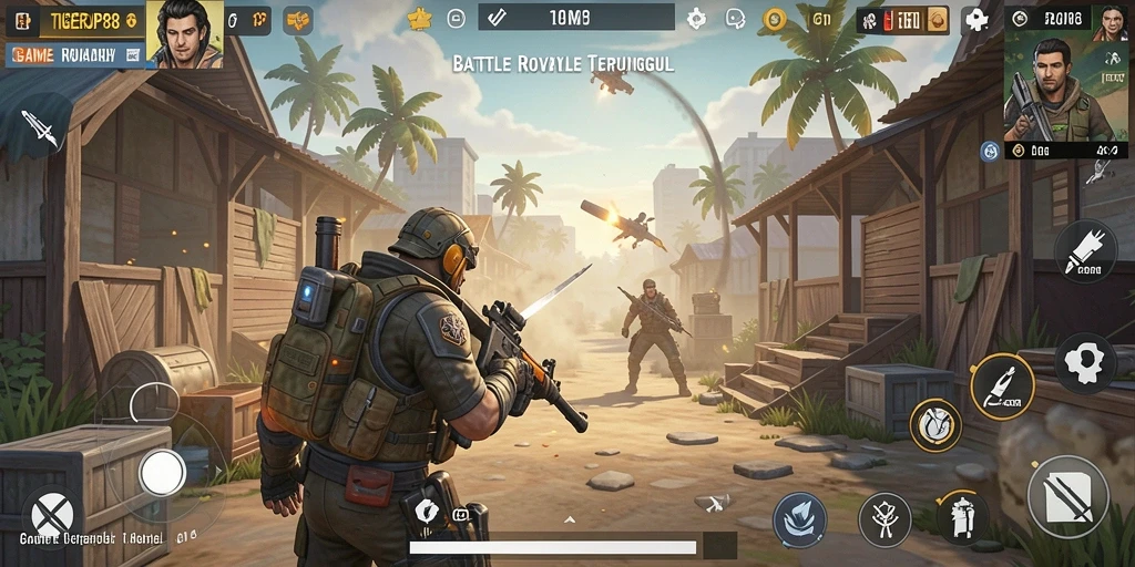 Tampilan seru dari gameplay Battle Royale TIGERJP88.
