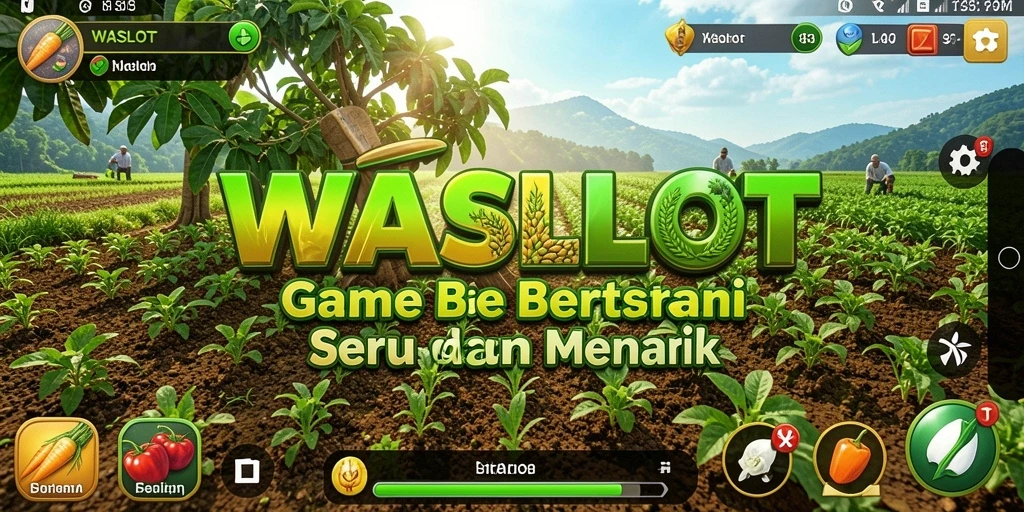 Tampilan gameplay WASLOT dengan berbagai pilihan tanaman dan lahan pertanian.